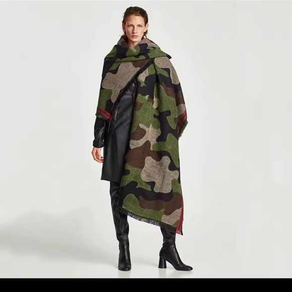 Camouflage Wool Blend Scarf - Picture 1 of 6